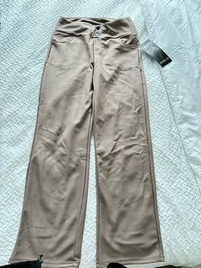 High-Waist Pull-On Flare Pants in Taupe
